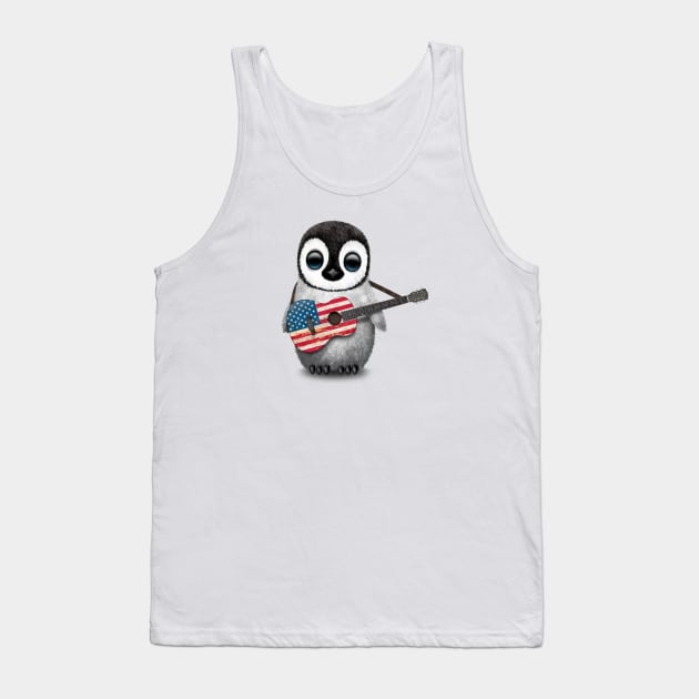 Baby Penguin Playing American Flag Guitar Tank Top by jeffbartels